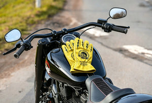 Gants en cuir vachette imprimé tête de mort - vue produit - vue 6