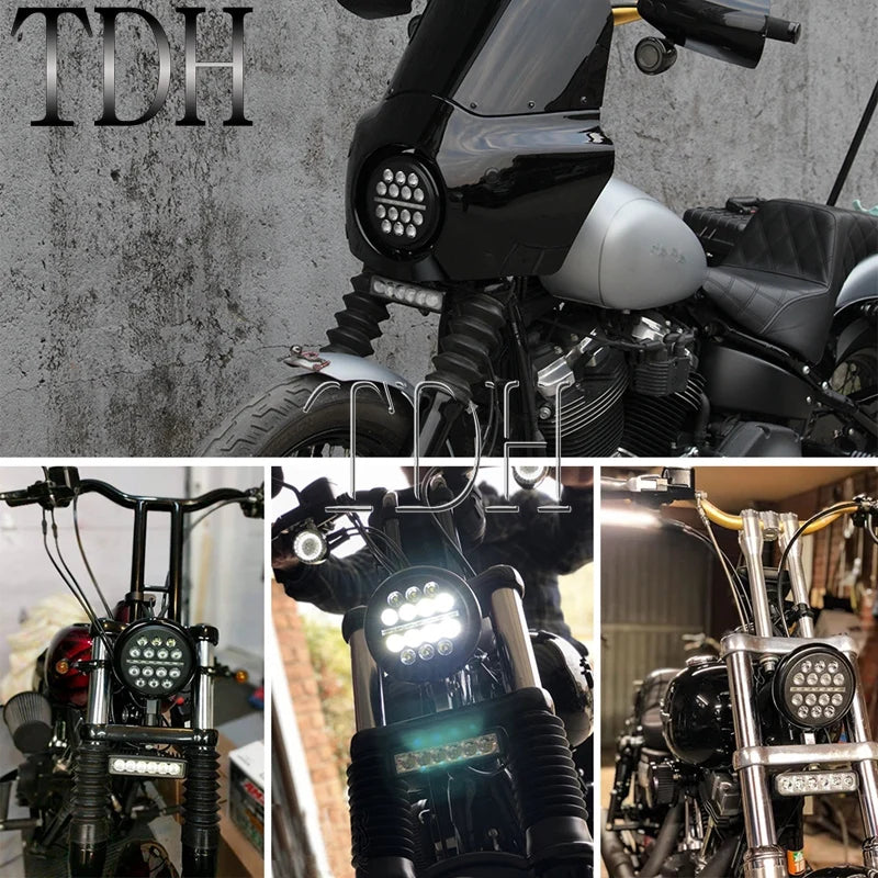 Phare LED 5,75 pouces et barre LED pour Harley Dyna - vue 3