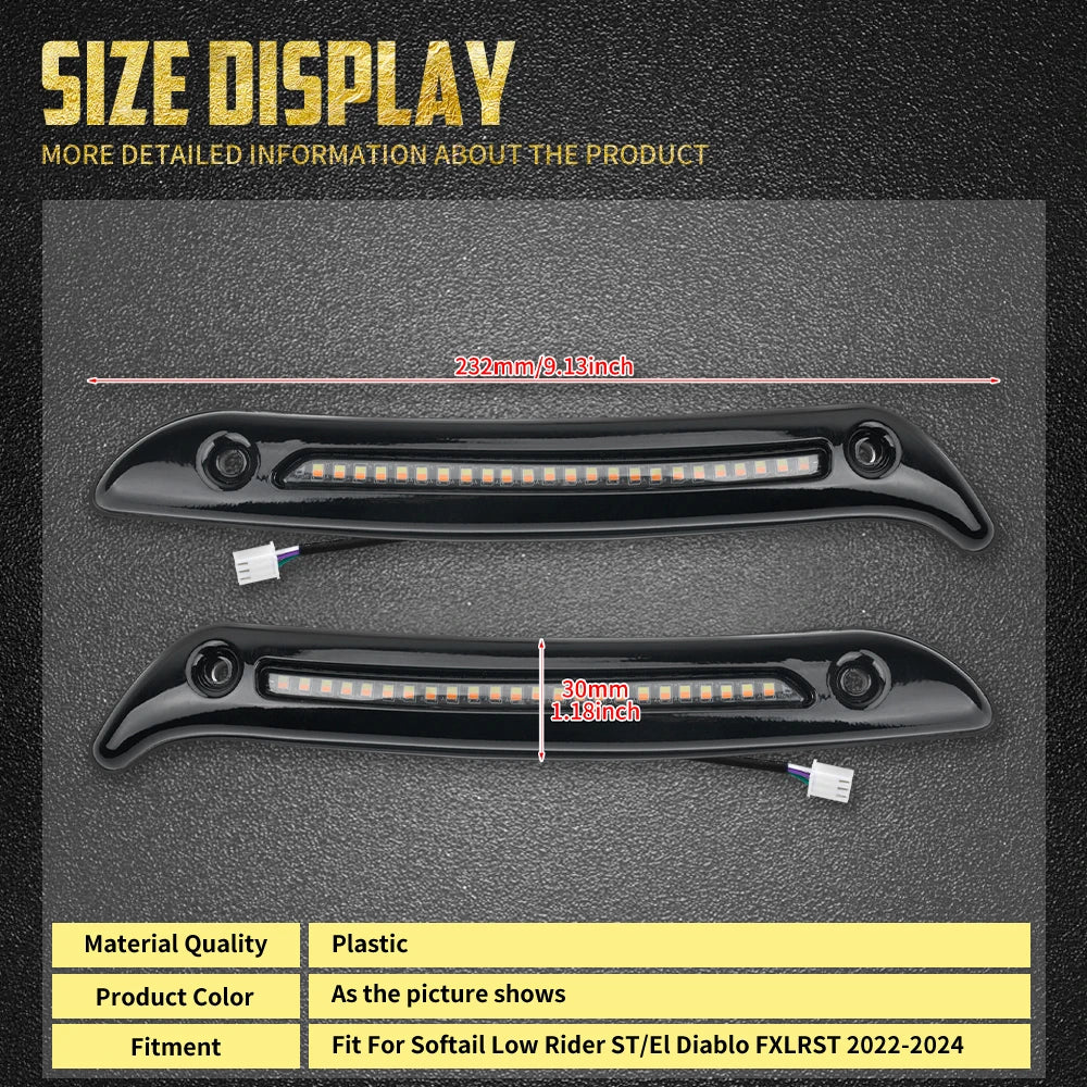 Feux LED clignotant/veilleuse de pare-brise - Harley Softail Low Rider ST FXLRST 2022-2024, El Diablo FXRST 2022 – photo 5/7