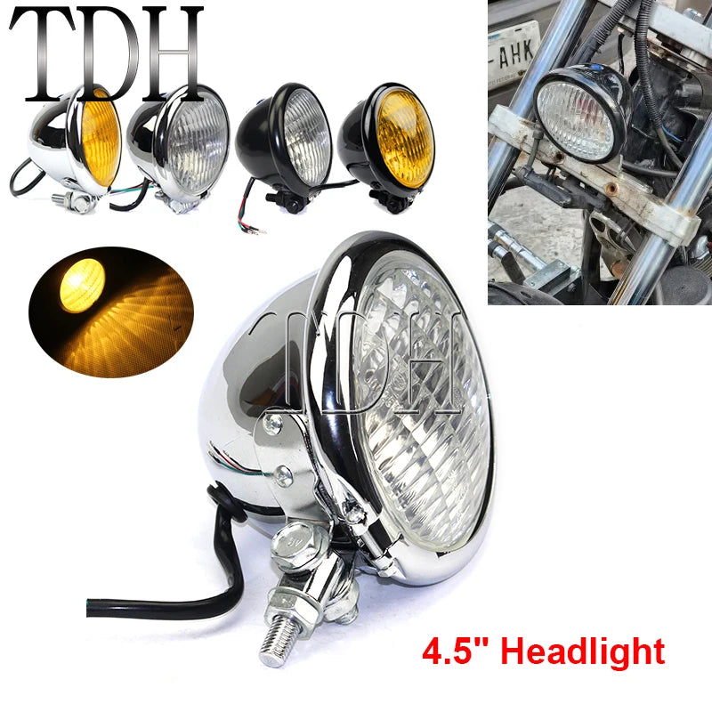 Phare rétro 4,5 pouces pour Harley chopper bobber - vue 1