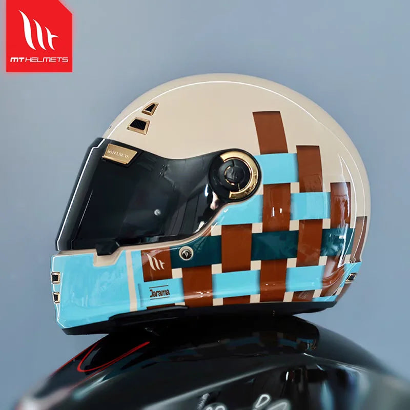 Casque moto intégral rétro noir - vue de face - vue 9