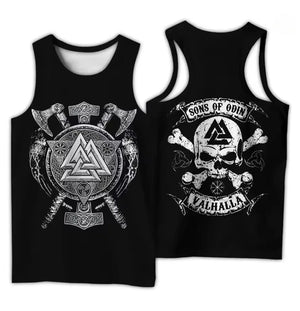 Débardeur homme noir imprimé motif viking - vue 18