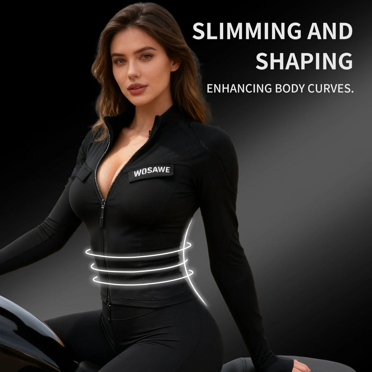 Blouson moto femme WOSAWE noir doublure chaude - vue 2
