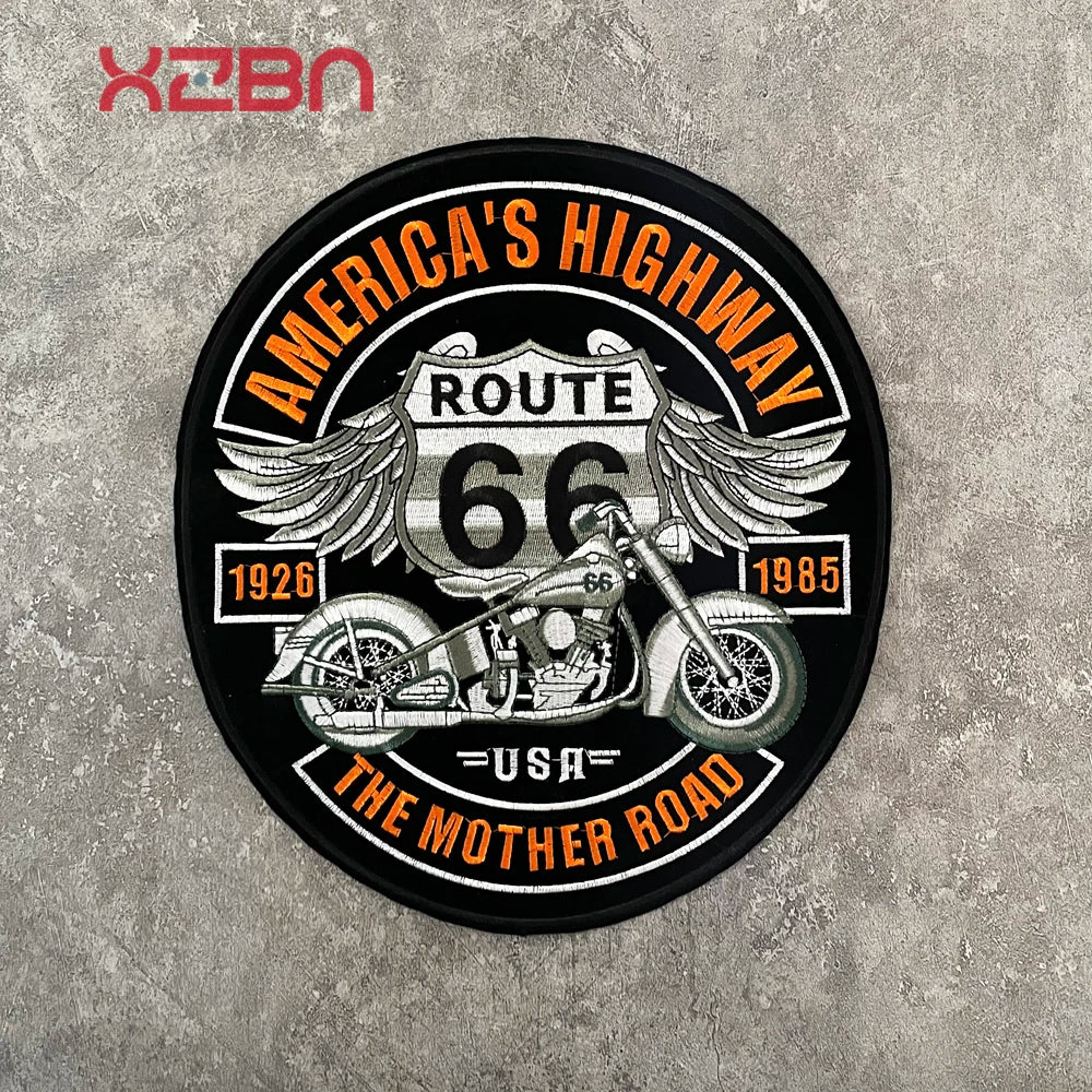Écusson brodé Route 66 USA grand format à coudre sur blouson - vue 2