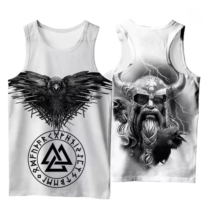 Débardeur homme noir imprimé motif viking - vue 3
