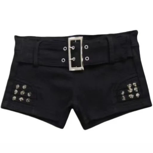 Short simili cuir noir taille basse style rétro Y2K - vue 14