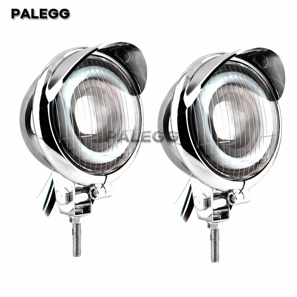 Phare LED rond à visière pour Harley bobber chopper - vue 10