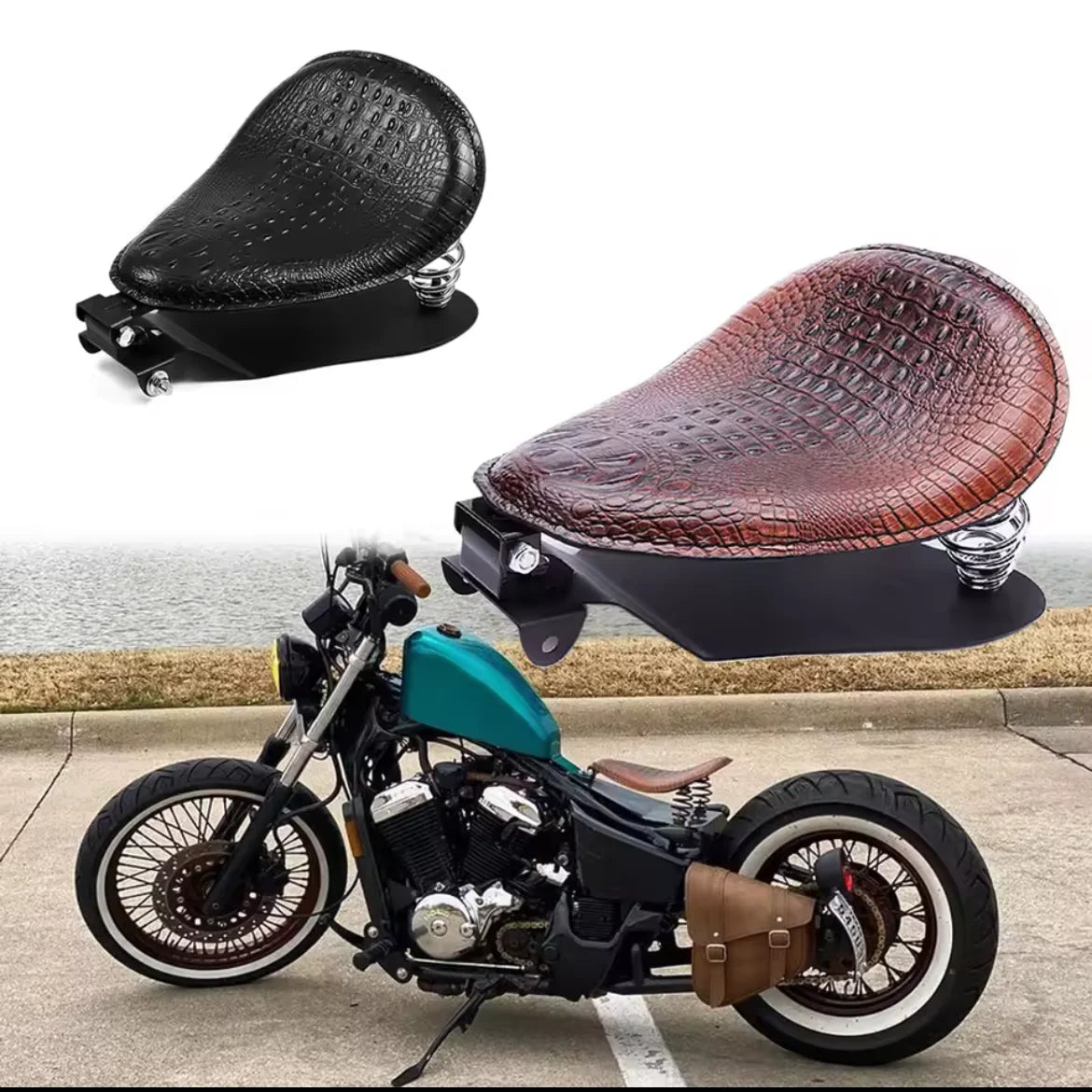 Selle solo vintage à ressorts style bobber pour moto (Harley, Honda, Yamaha, Kawasaki, Suzuki)
