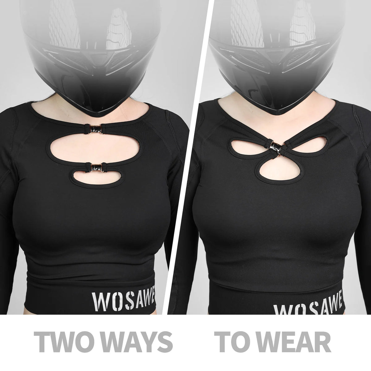 Veste moto crop top femme WOSAWE avec boucles métalliques - vue 2