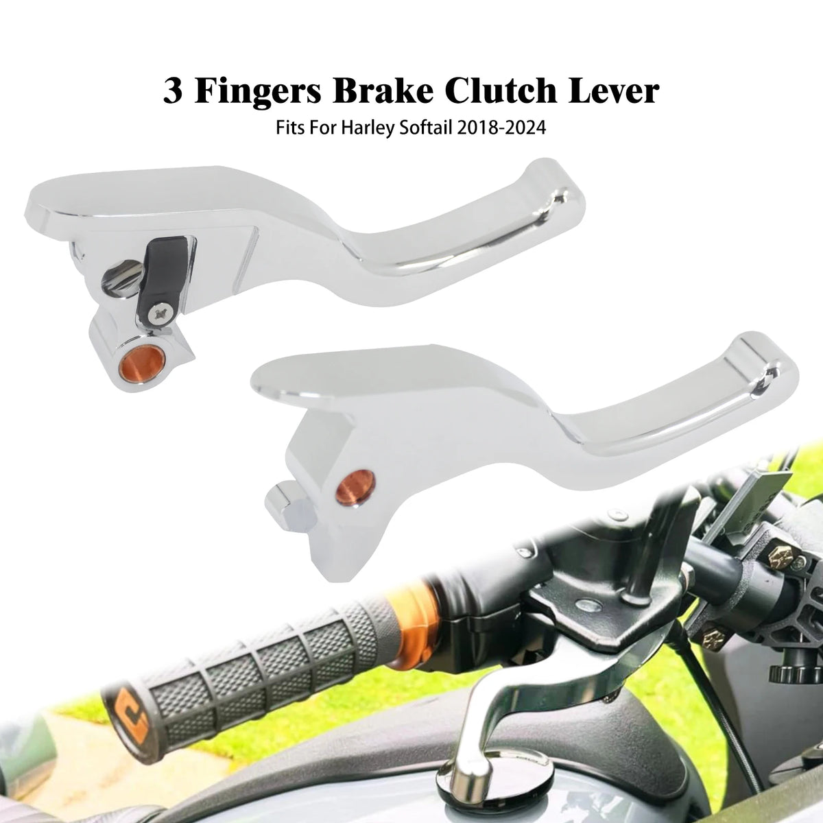 Leviers de frein et d'embrayage 3 doigts CNC pour Harley-Davidson Softail Low Rider, Street Bob, Breakout, Fat Boy, Slim 2018-2024 – photo 8/8
