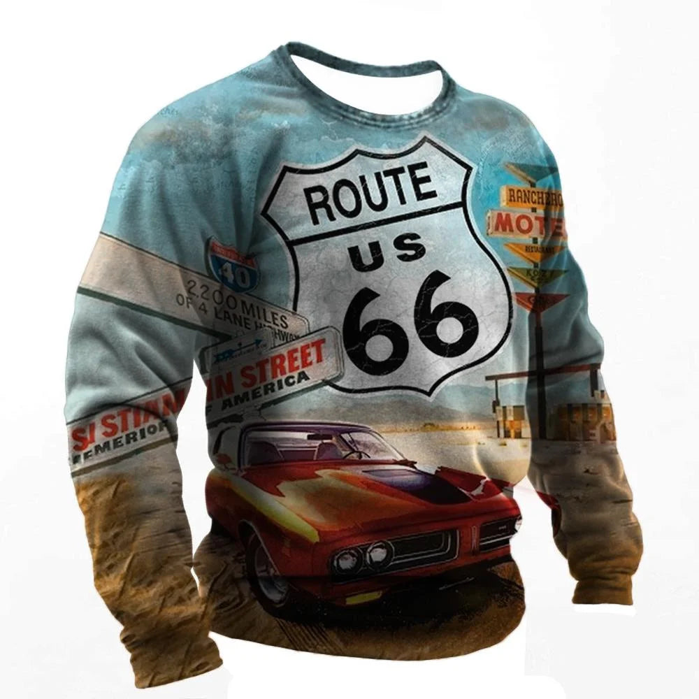 T-shirt Manches Longues Homme Imprimé Route 66 Biker - vue 6