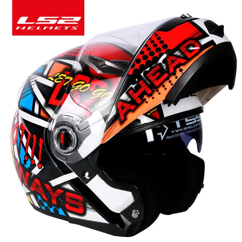Casque moto modulable LS2 noir avec mentonnière relevée - vue de profil - vue 12
