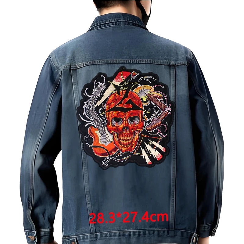 Grand écusson dorsal brodé style biker moto pour blouson - vue 45