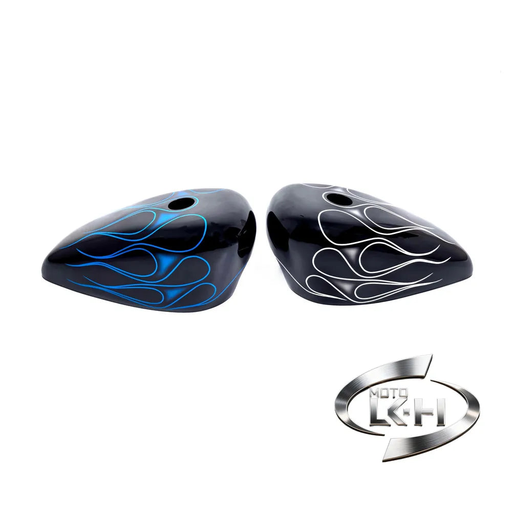 Coque de réservoir d'huile motif flammes pour moto Harley - vue 4