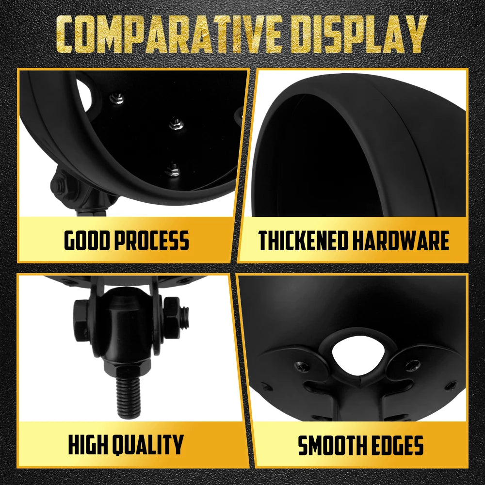 Coque de Phare Rond 7'' à Fixation Basse (Bucket) - Universel Harley-Davidson Softail, Sportster, Touring – photo 4/8