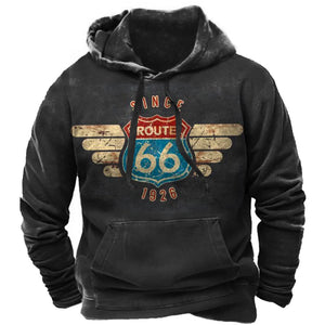 Sweat à Capuche Oversize Homme Imprimé 3D Moto Route 66 - vue 6