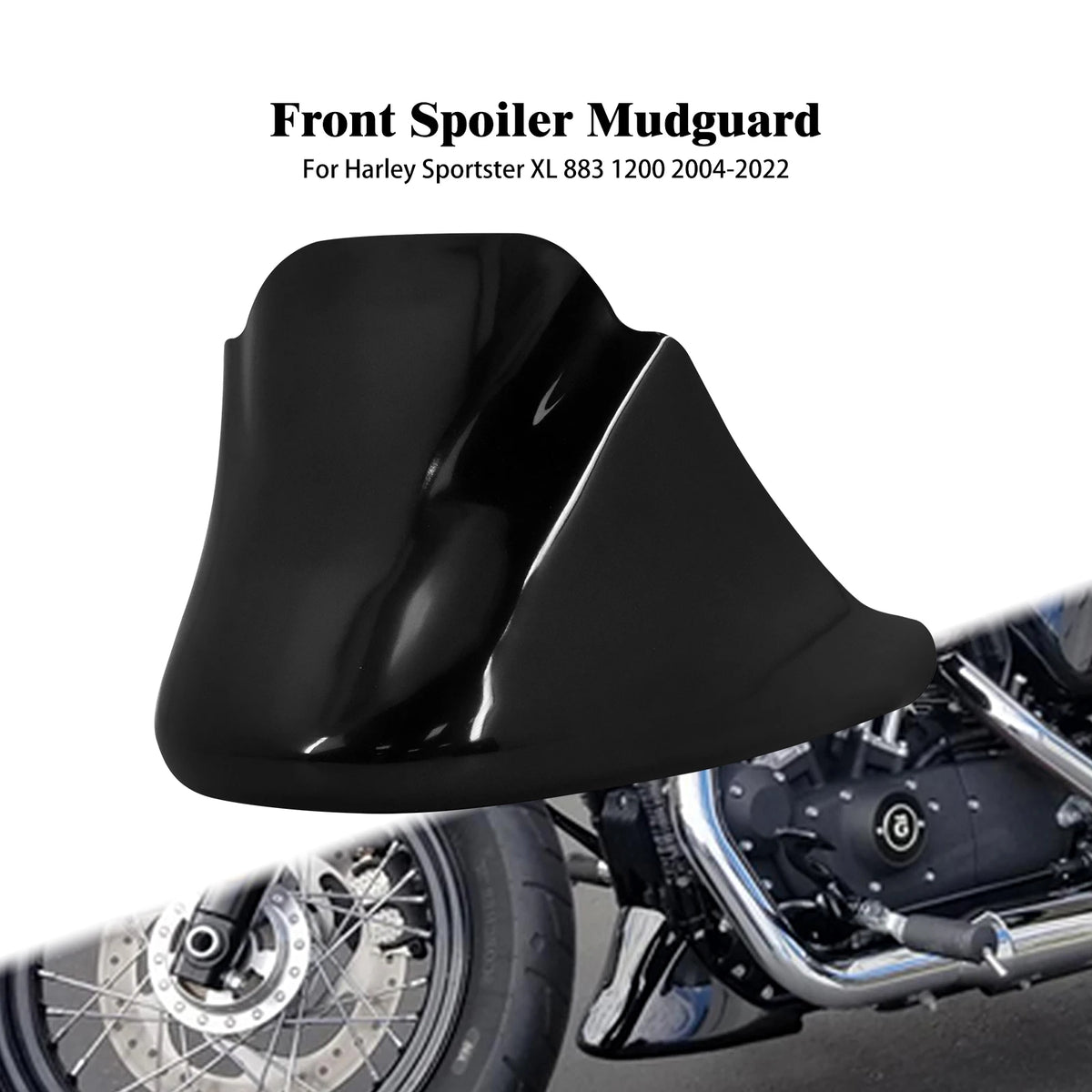 Spoiler avant noir brillant / bavette menton pour Harley Sportster XL - vue 1