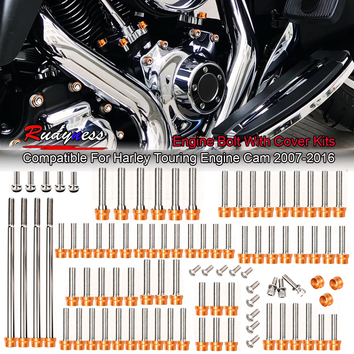 Kit de boulons et caches colorés pour moteur Harley Touring - vue 7