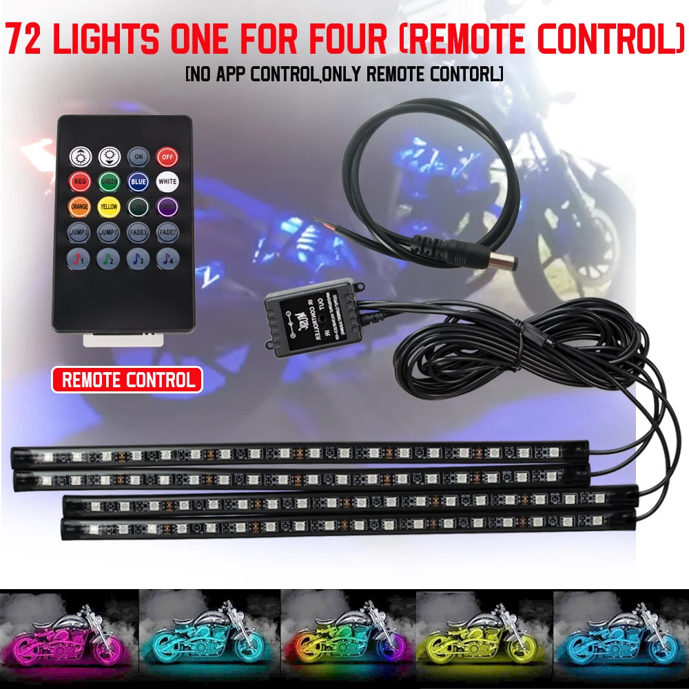Bande LED d'ambiance flexible RVB pour moto, néon décoratif contrôlable par application 12V - vue 7
