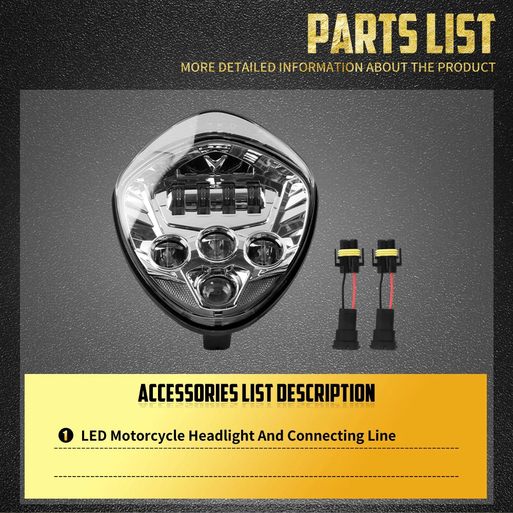 Phare Avant LED Rond 7'' Feux de Route/Croisement - Universel Harley-Davidson Touring, Dyna, Softail, Sportster – photo 2/8