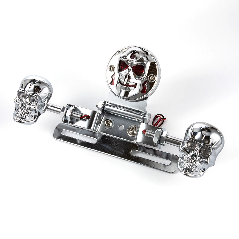 Kit feu arrière tête de mort chromé pour Harley Big Twin - vue 4
