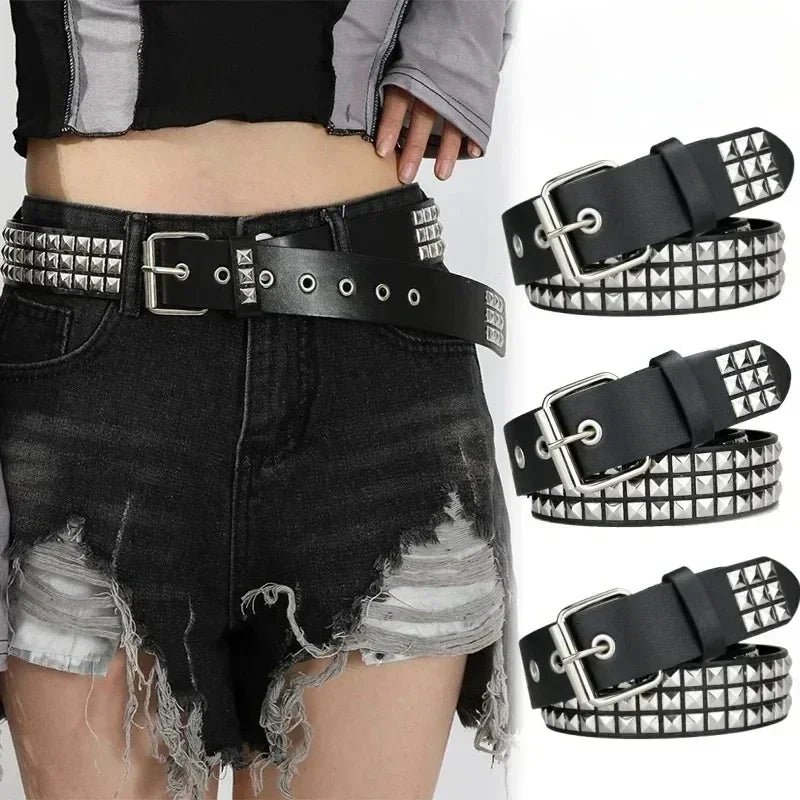 Ceinture noire à rivets style punk rock Y2K - vue 1