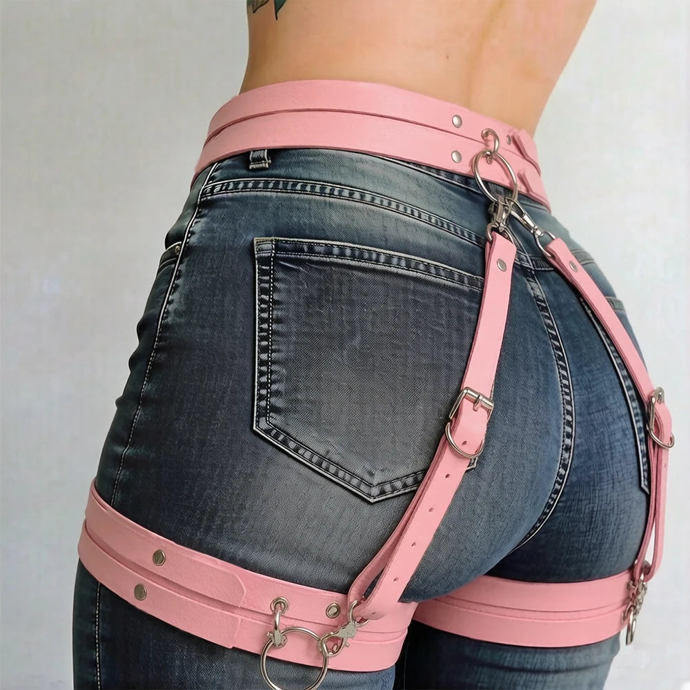 Harnais de cuisse femme simili cuir style gothique - vue 2