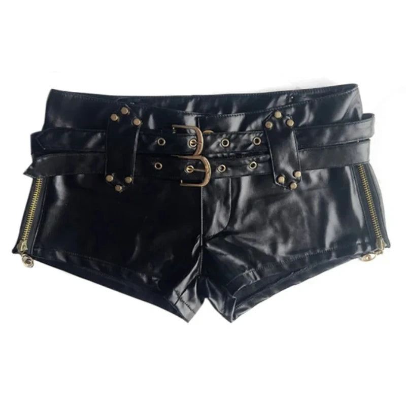 Short simili cuir noir taille basse style rétro Y2K - vue 12