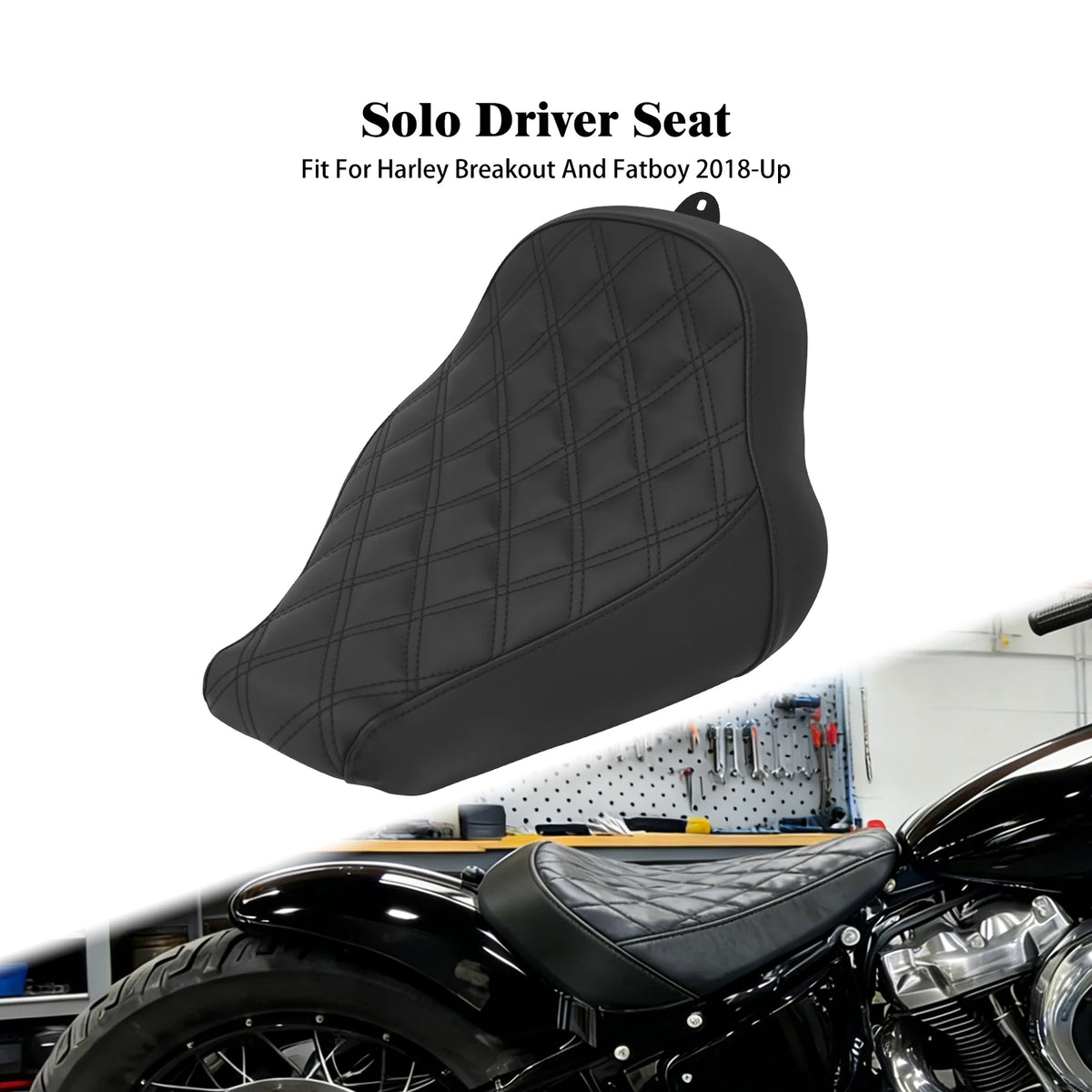 Selle solo pilote profil bas surpiqûres diamant pour Harley-Davidson Softail - vue 7