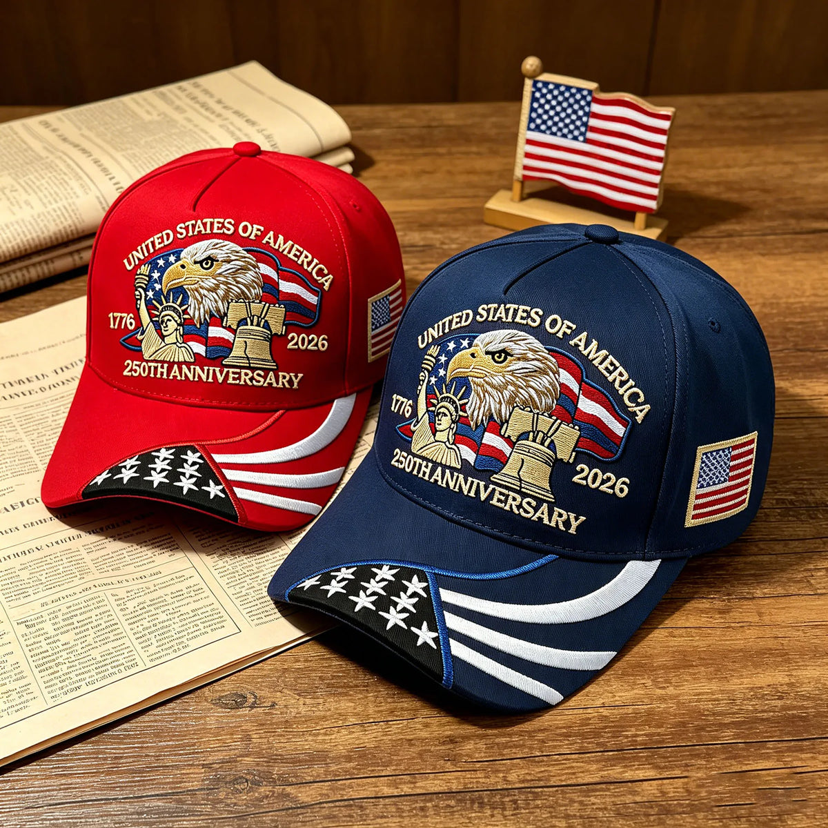 Casquette brodée patriotique avec aigle et drapeau USA - vue 4