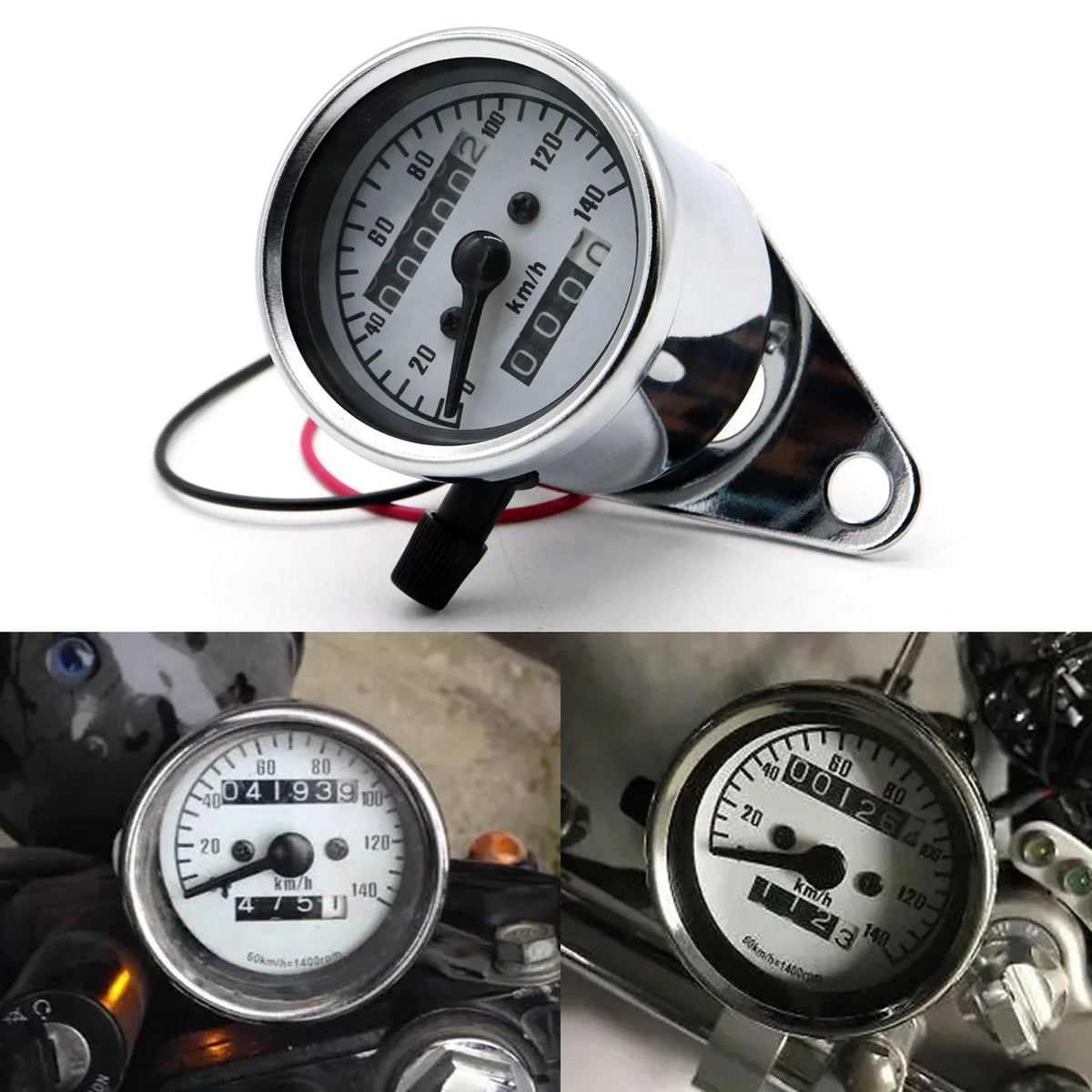 Compteur de vitesse rétro universel 12V avec compte-tours, cadran km/h rétroéclairé