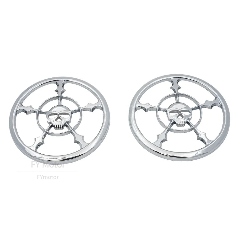 Cache de grille haut-parleur motif tête de mort chromé - vue 4