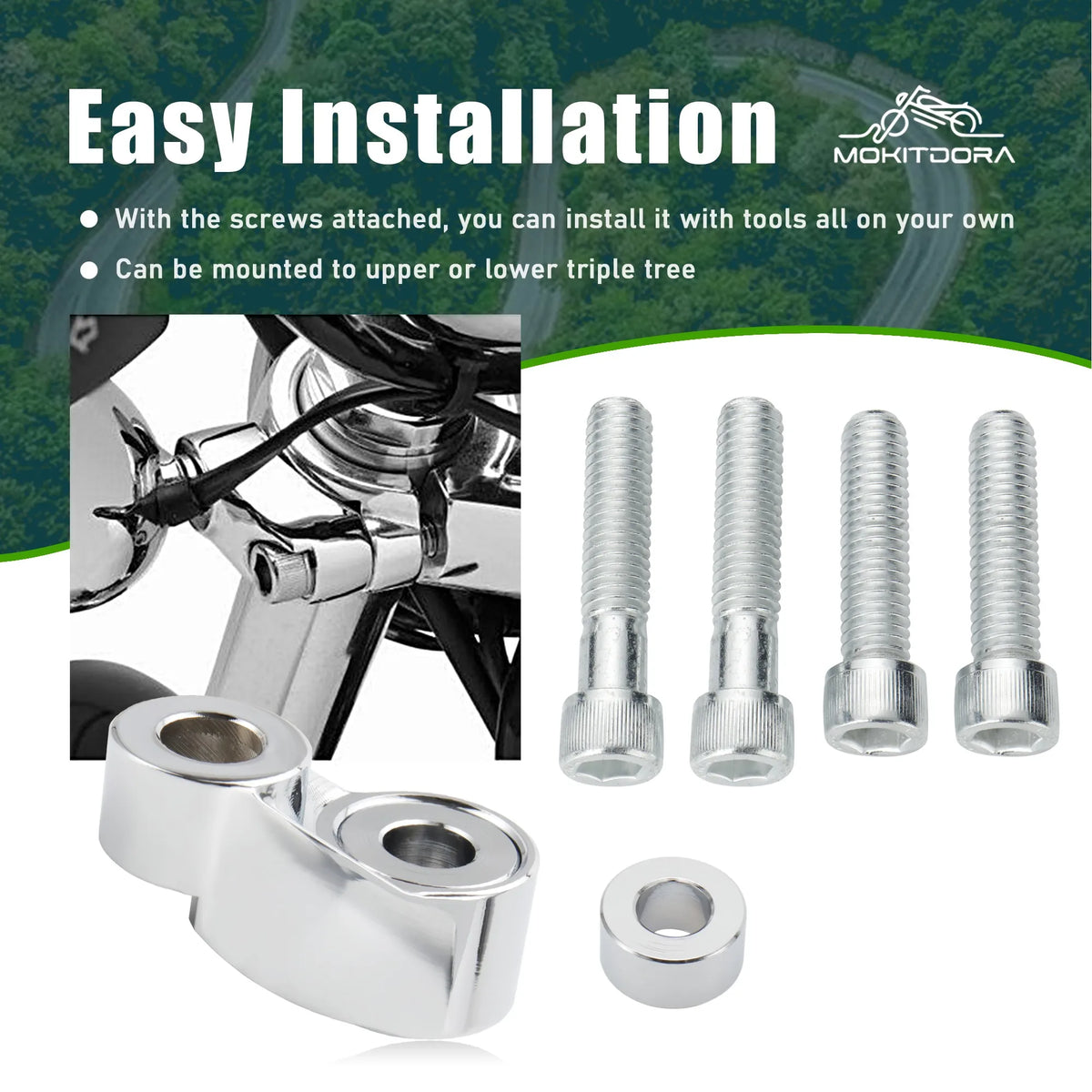 Kit de déport des clignotants avant pour Harley-Davidson Big Twin, FXR, Dyna, Sportster (fourches 39-49mm) – photo 4/7
