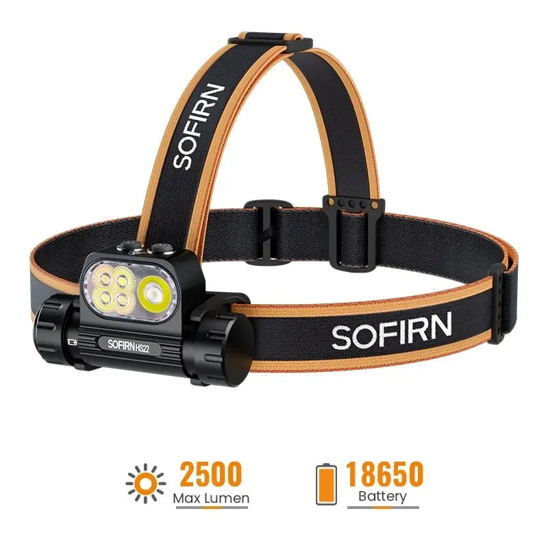 Lampe frontale SOFIRN HS22 2500lm, batterie 18650, température de couleur réglable – photo 1/7
