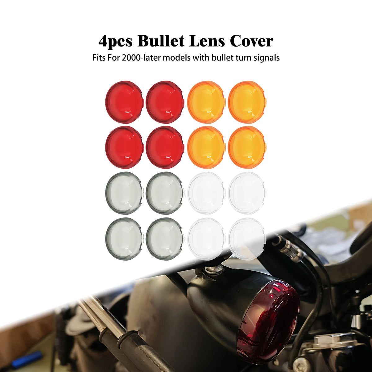 Jeu de 4 cabochons de clignotants (format bullet) pour Harley-Davidson – photo 1/10