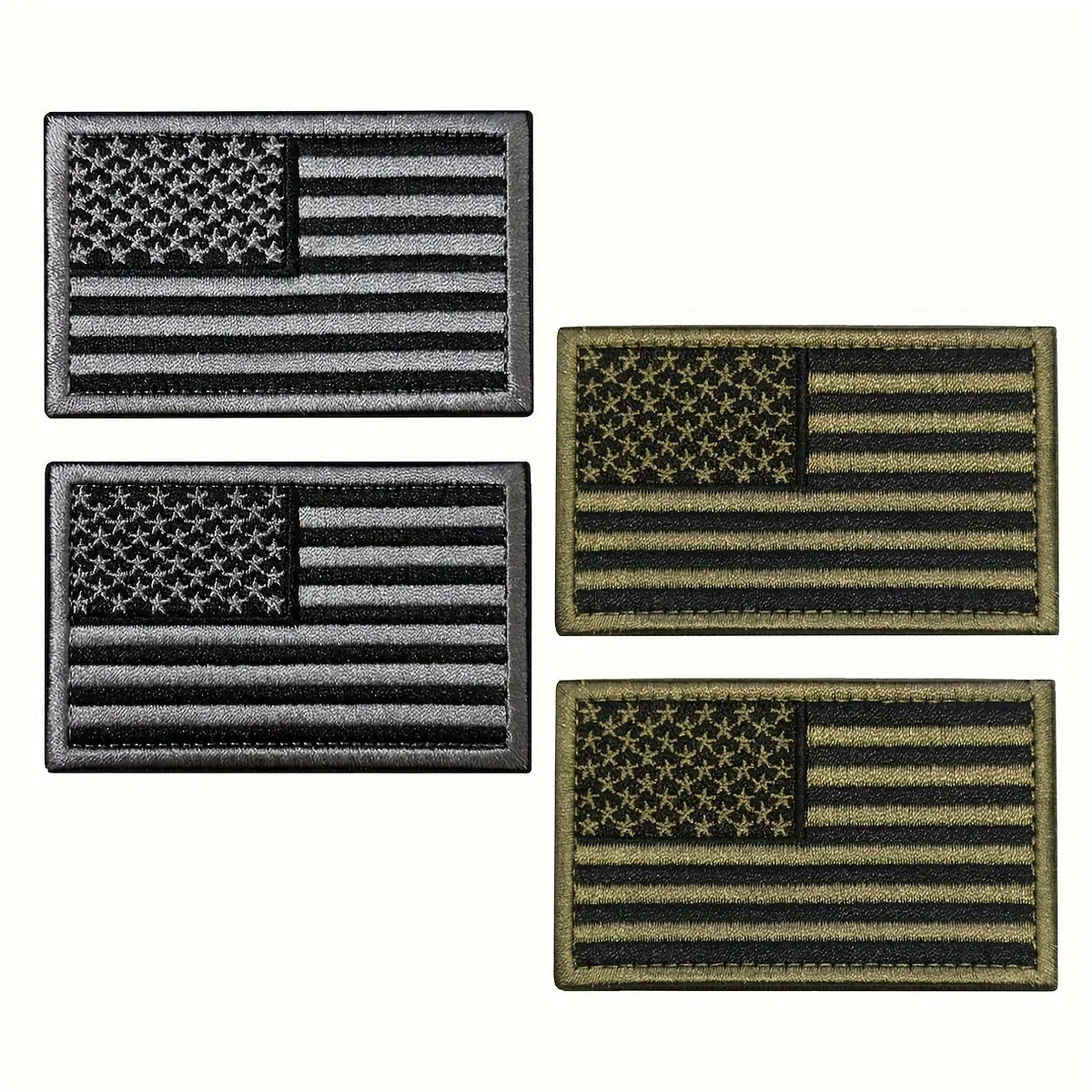 Écusson brodé drapeau USA noir et gris pour casquette ou blouson moto - vue 1