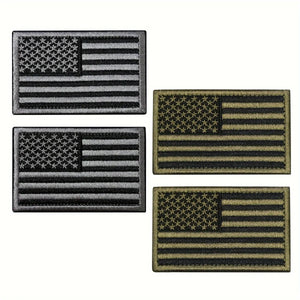 Écusson brodé drapeau USA noir et gris pour casquette ou blouson moto - vue 1