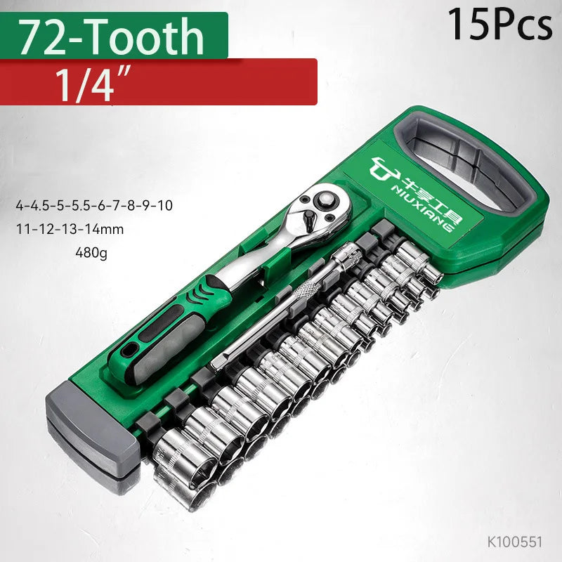 Coffret de Clés à Cliquet 72 Dents 1/4", 3/8" et 1/2" Réversibles – photo 8/9