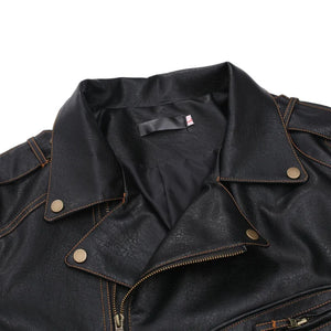 Blouson moto homme en cuir noir coupe slim - vue de face - vue 4