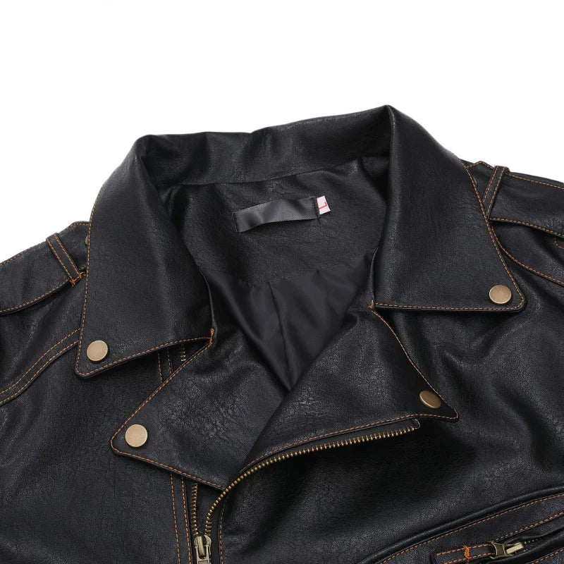 Blouson moto homme en cuir noir coupe slim - vue de face - vue 4
