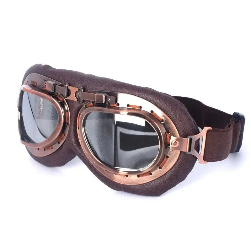 Lunettes de moto vintage style pilote cuivré et steampunk - vue 2