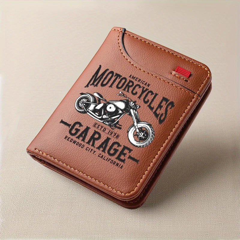 Portefeuille biker marron en cuir PU multi-cartes - vue 7