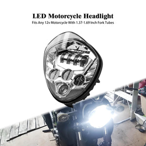 Phare LED rond noir pour moto, feux de croisement et route - vue 6