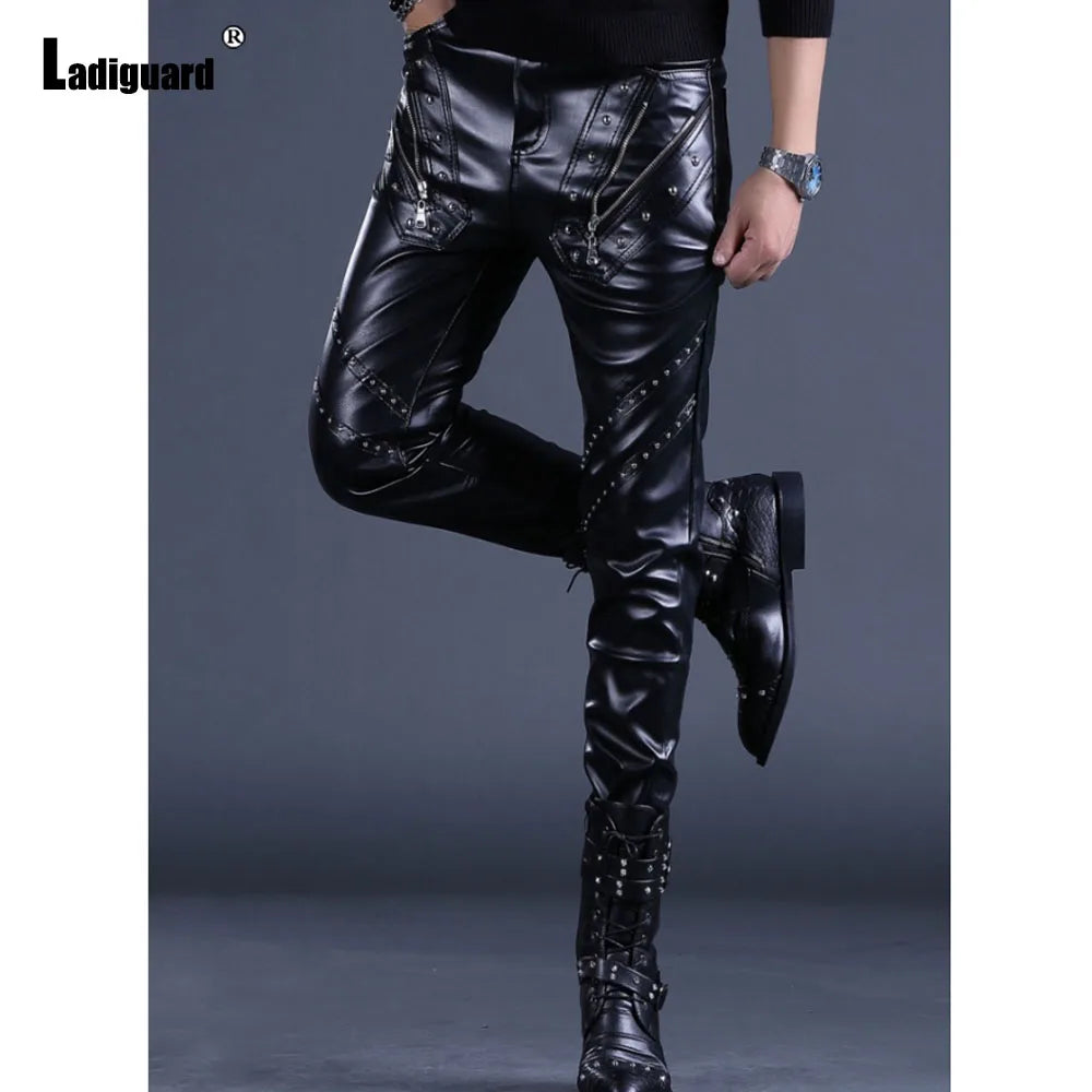 Pantalon simili cuir homme slim style rock, fermeture zip - vue 4