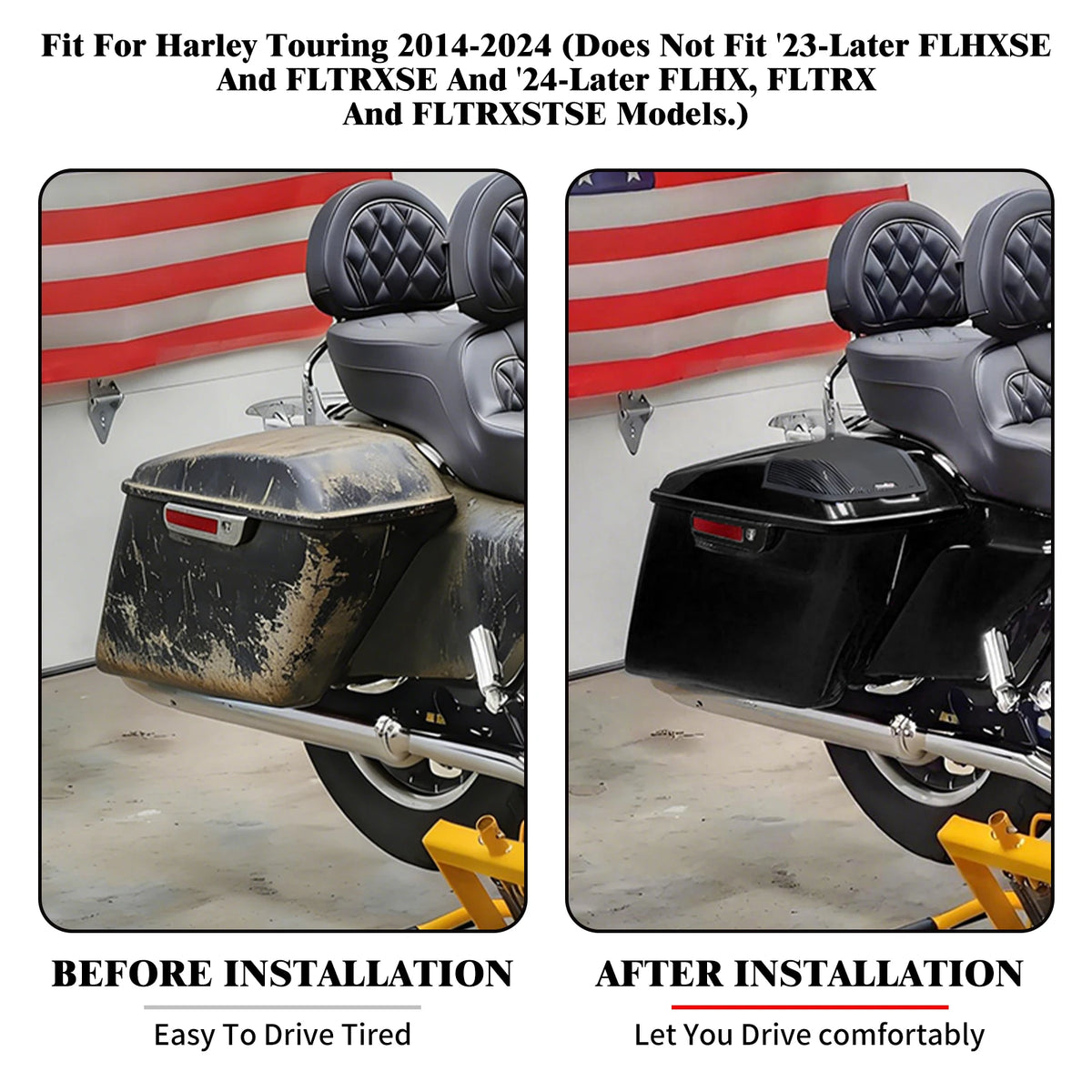 Sacoches Rigides Étirées 4 pouces avec Cache Haut-Parleur - Harley-Davidson Touring FLHR 2014-2024 – photo 2/8