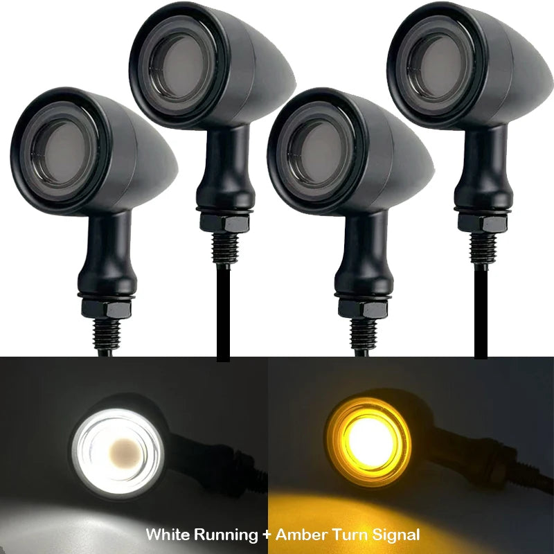 Clignotants LED universels avant/arrière type bullet avec veilleuse et feu stop moto - vue 13