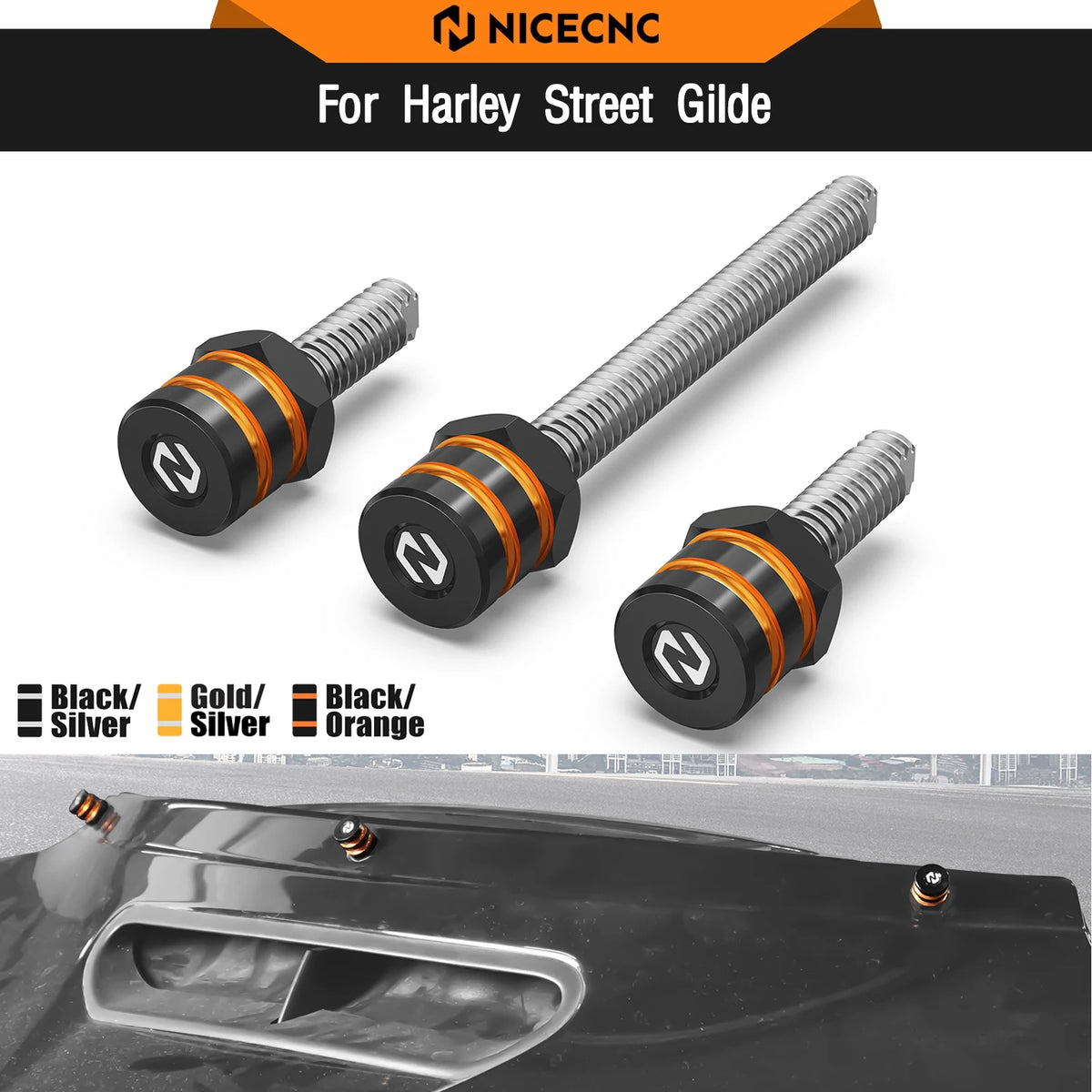 Vis de Fixation de Pare-Brise (Spikes) Aluminium - Harley-Davidson Street Glide 2014-2023 – photo 1/9
