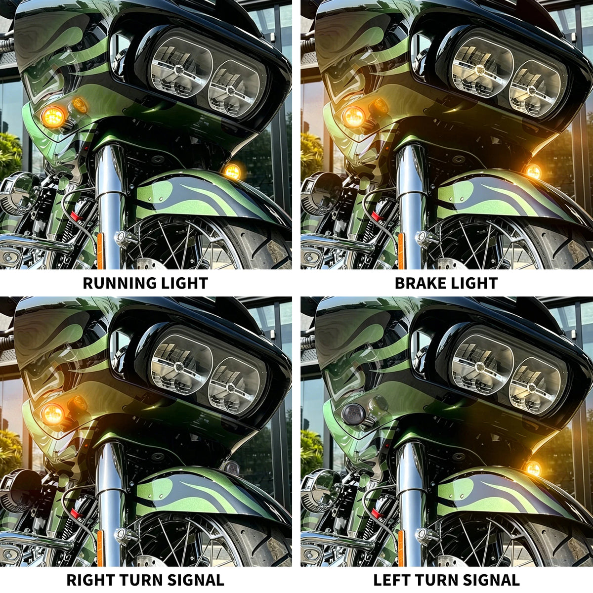 Clignotant avant LED chromé pour Harley-Davidson Touring Road Glide - vue 3