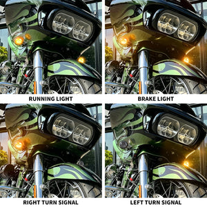 Clignotant avant LED chromé pour Harley-Davidson Touring Road Glide - vue 3