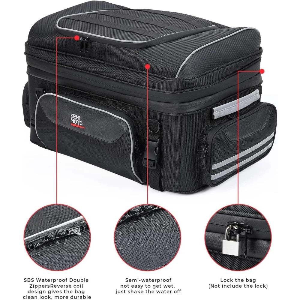 Sac de coffre arrière noir sur porte-bagages de Harley Touring - vue 6